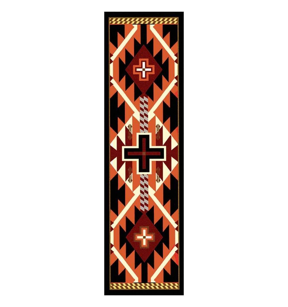 Rustic Cross Southwest Floor Runner - Black - Made in the USA - Your Western Decor