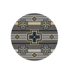 Southwest grey & light yellow round area rugs. Made in the USA. Your Western Decor