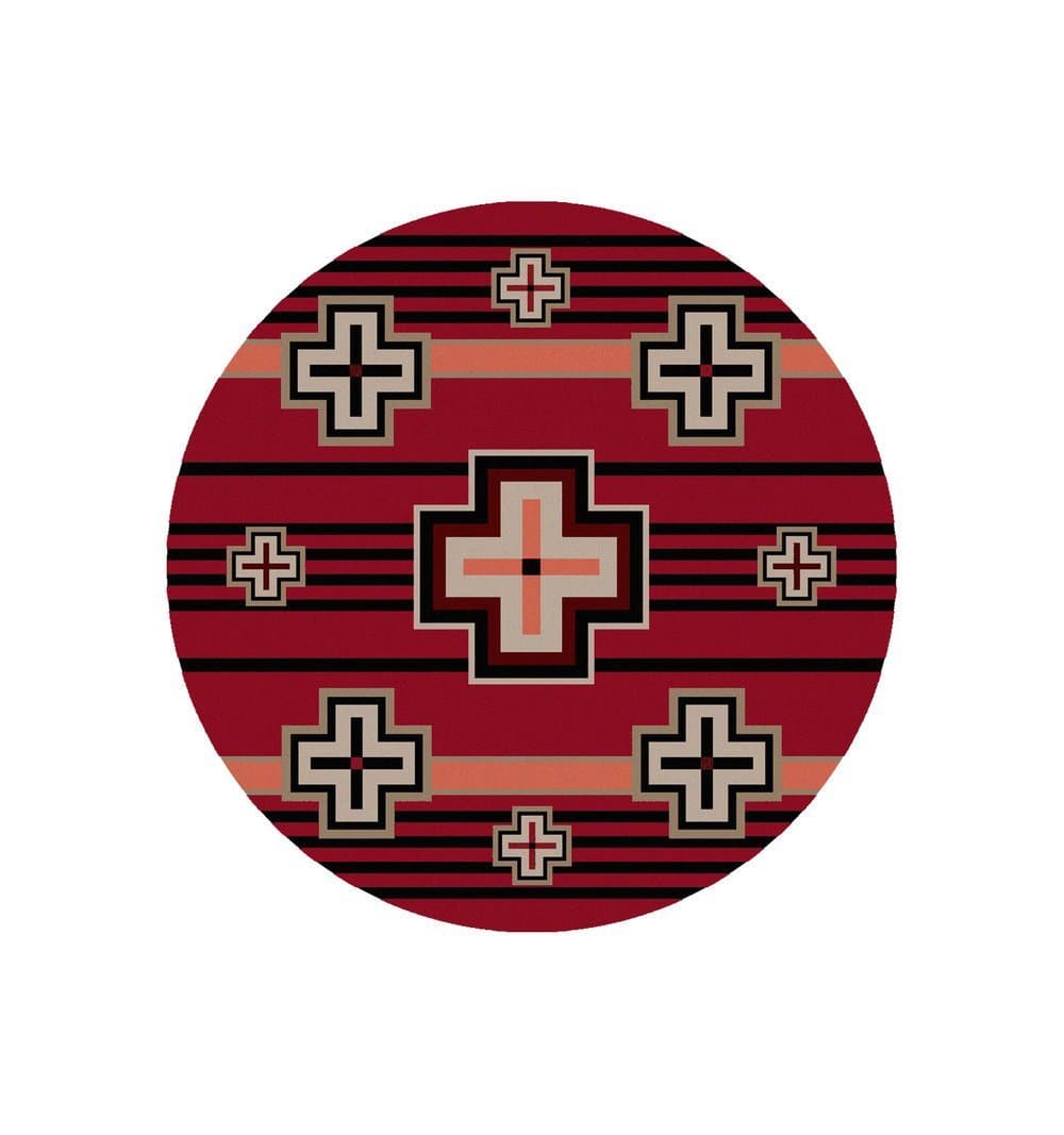Southwest red & tan round rugs. Made in the USA. Your Western Decor