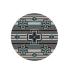Southwest grey and turquoise round area rugs. Made in the USA. Your Western Decor