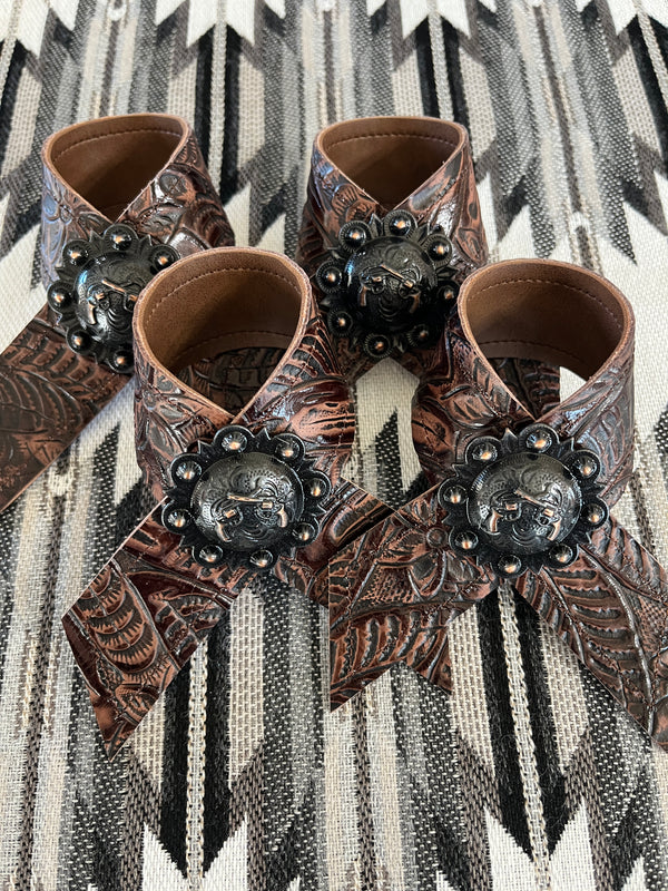 Cowboy Tool Western Leather Napkin Rings Handmade in Oregon - Blue Mountain Brands USA Home Decor