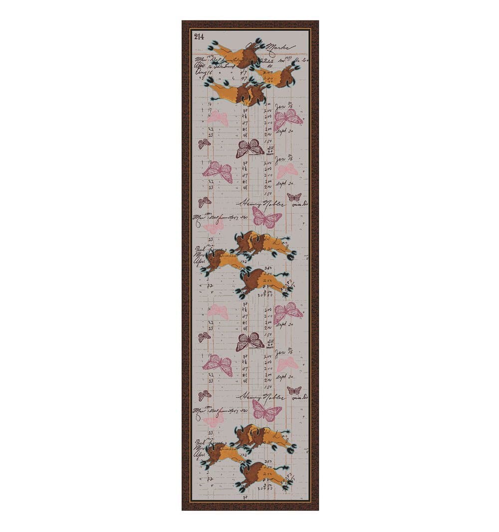 Buffalo and butterflies runner. Rugs made in the USA. Your Western Decor