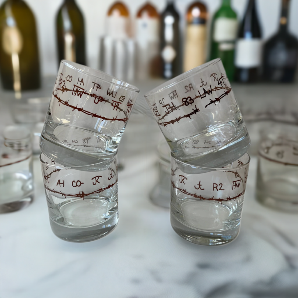 Blue. mountain brands whiskey glasses with barbed wire and brands made in the USA - Blue Mountain Brands USA