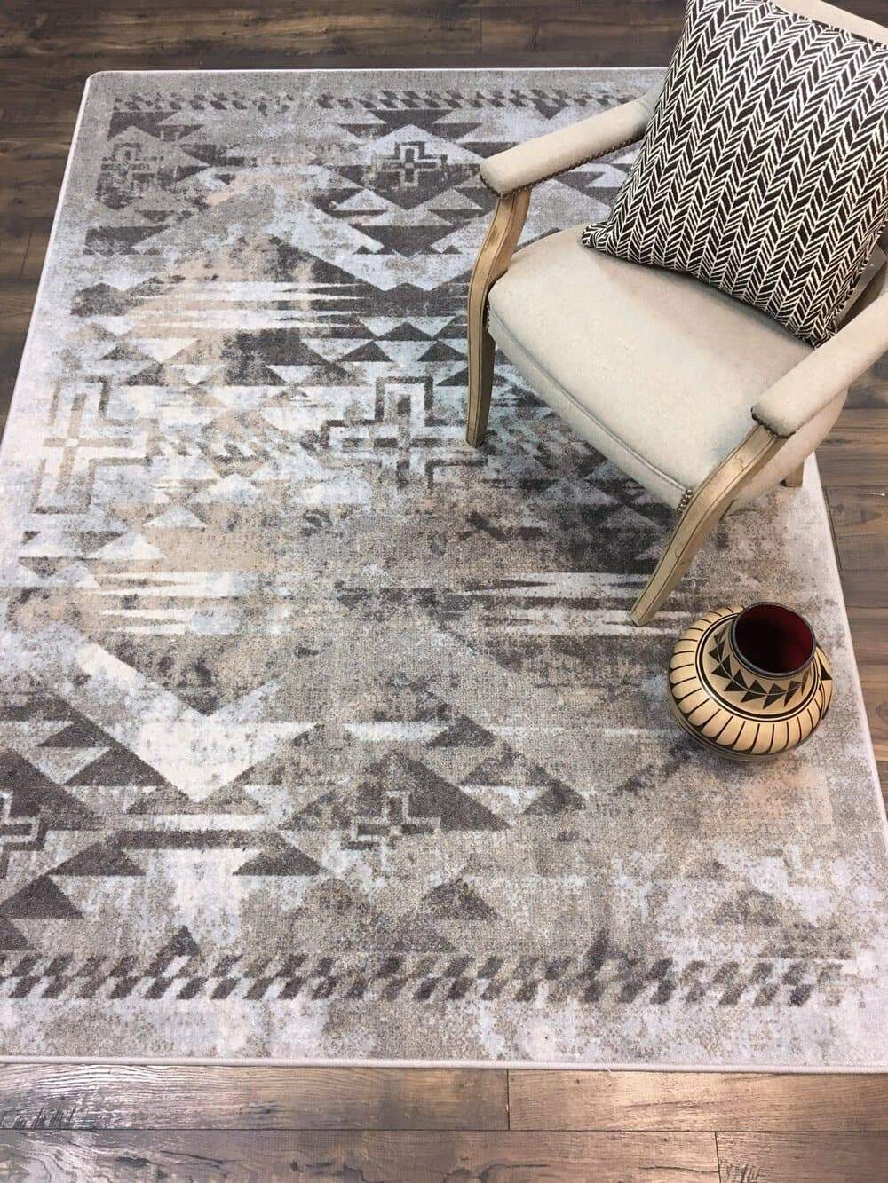 Distressed Rustic Cross Area Rug - Sandstone - Your Western Decor