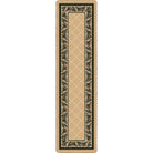 Beige runner rug with decorative pine cone border