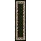 Dark green floor runner with pine cone border 