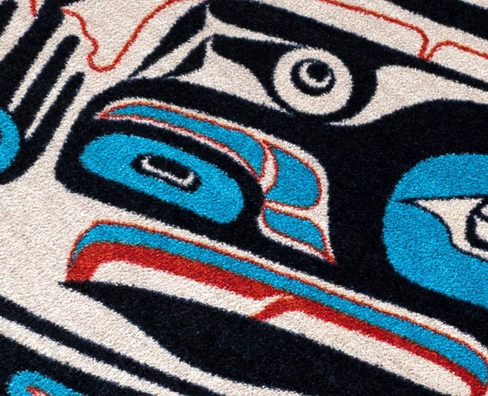 Mike Dangeli - "Raven" - Red & Blue Round Area Rug - Your Western Decor