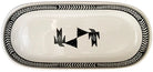 Rectangular ceramic dish with black Mimbreno geometric designs on a white background - Blue Mountain Brands USA