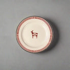 Mimbreño salad plate in maroon and white with Aztec goat art - Blue Mountain Brands USA