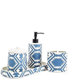 White Sands, Shifting Dunes Bath Accessory Set - Lotion Pump - Canister - Toothbrush Holder - Tray - Blue & White - Pendleton Design - Blue Mountain Brands Home Decor USA