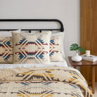 Shifting Dunes Southwest Euro Sham - Quilted - White, Blue, Red, Brown & peach - Your Western Decor