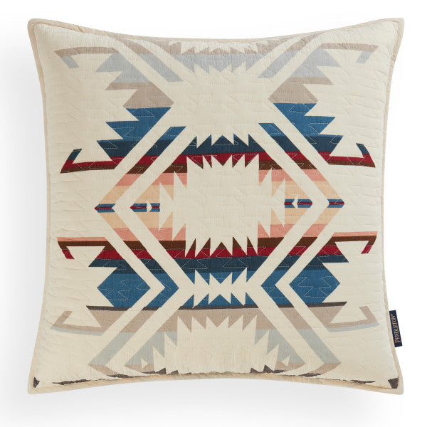 Shifting Dunes Southwest Euro Sham - Quilted - White, Blue, Red, Brown & peach - Your Western Decor