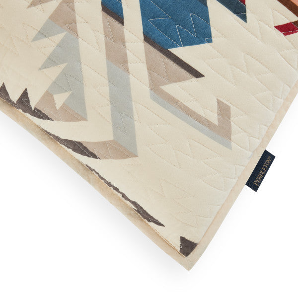 Shifting Dunes Southwest Euro Sham - Quilted - White, Blue, Red, Brown & peach - Your Western Decor