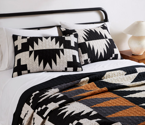 Spider Rock Quilt Set - Black & White Shams - Brown, Black & White - Geometric Pattern - Blue Mountain Brands USA