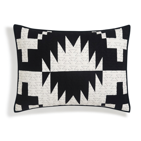 Spider Rock Quilted Pillow Sham - Back & White - Geometric Pattern - Blue Mountain Brands USA