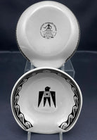 Two ceramic spoon rests with Thunderbird in black design over white - Blue Mountain Brands USA