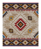 Aztec design beige, blue, red, yellow 11'x13' rug. Made in the USA. Your Western Decor