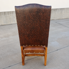 Back view of Aspen leather dining chair tooled leather
