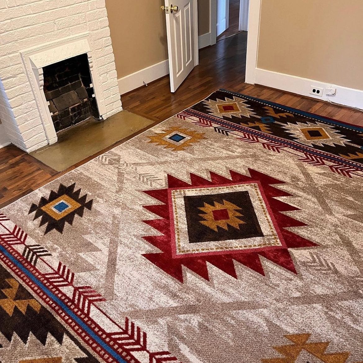 Aztec Whiskey River Rug in Beige XL - Southwest rug made in the USA - Your Western Decor