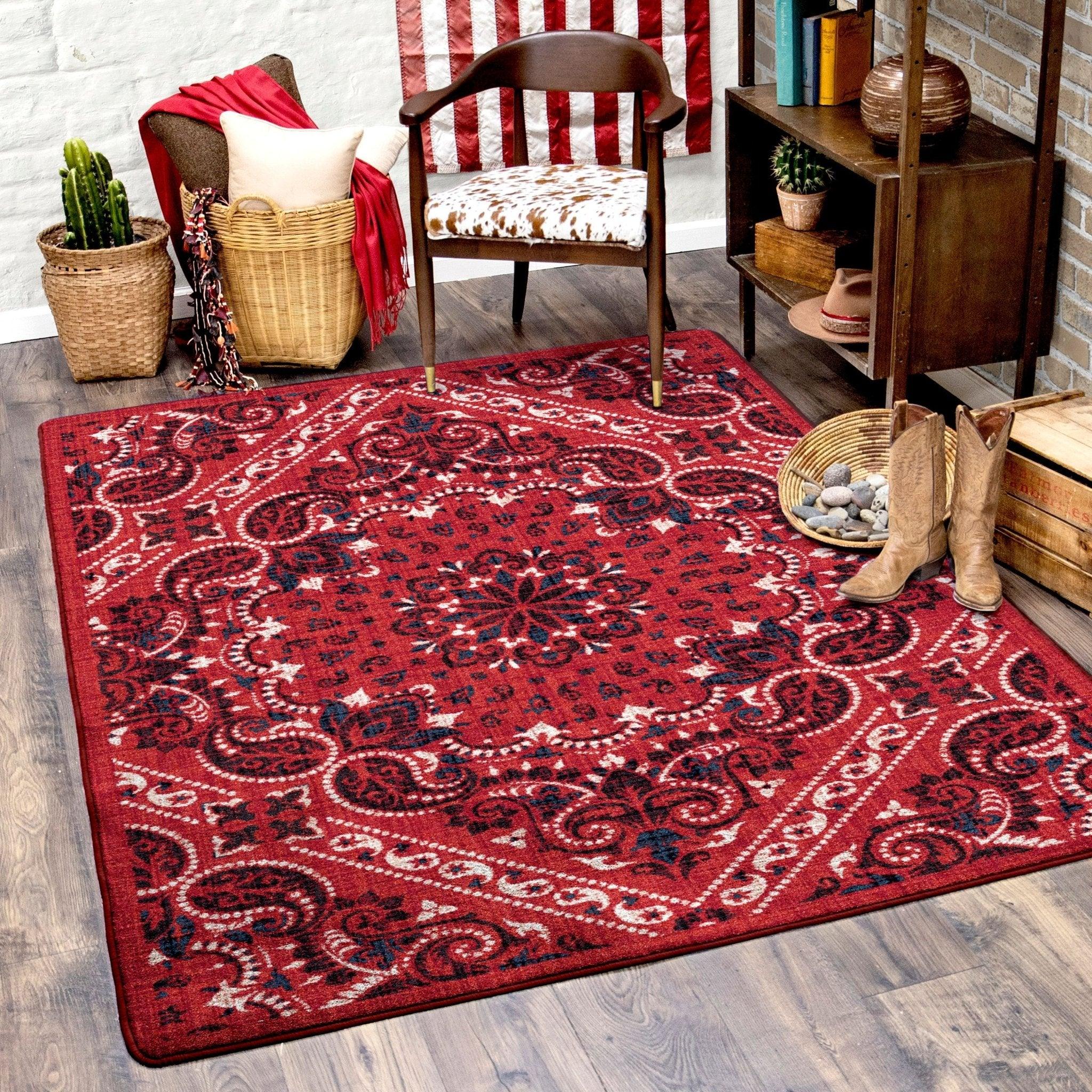 Bandana Rodeo Red Area Rugs USA Made | Your Western Decor – Blue