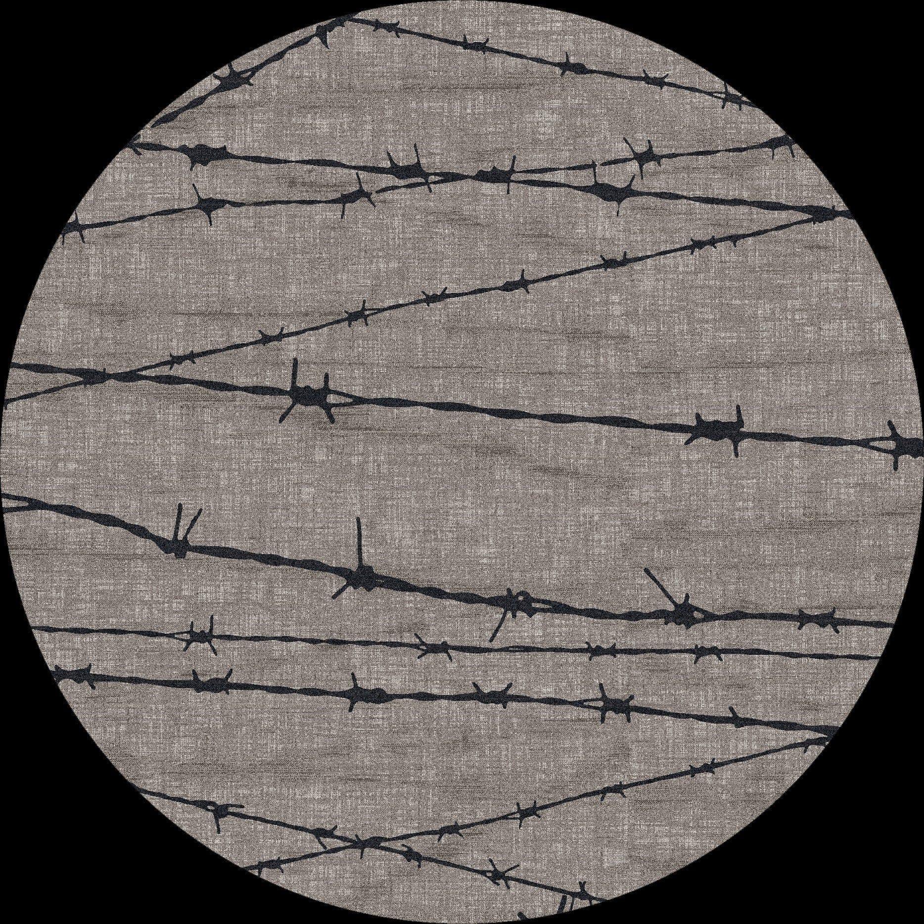 Barbed Wire Round Area Rug in Grey made in the USA - Your Western Decor