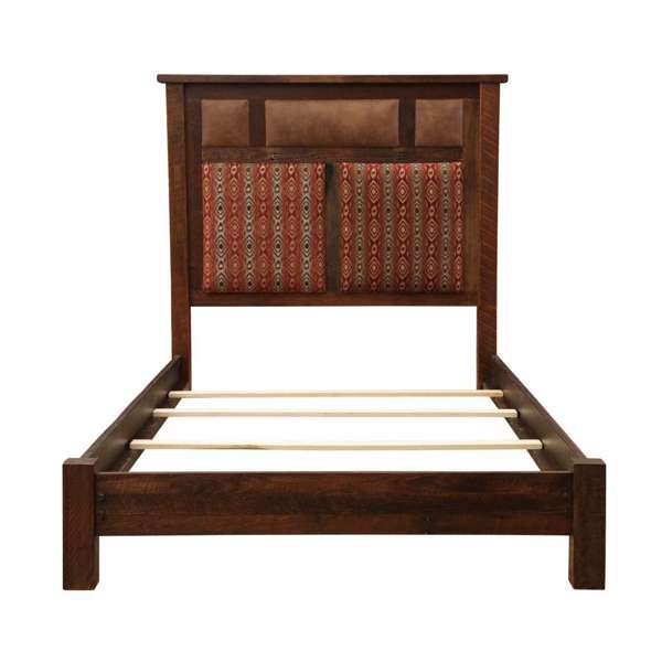 Custom upholstered barnwood bed made in the USA - Blue Mountain Brands USA