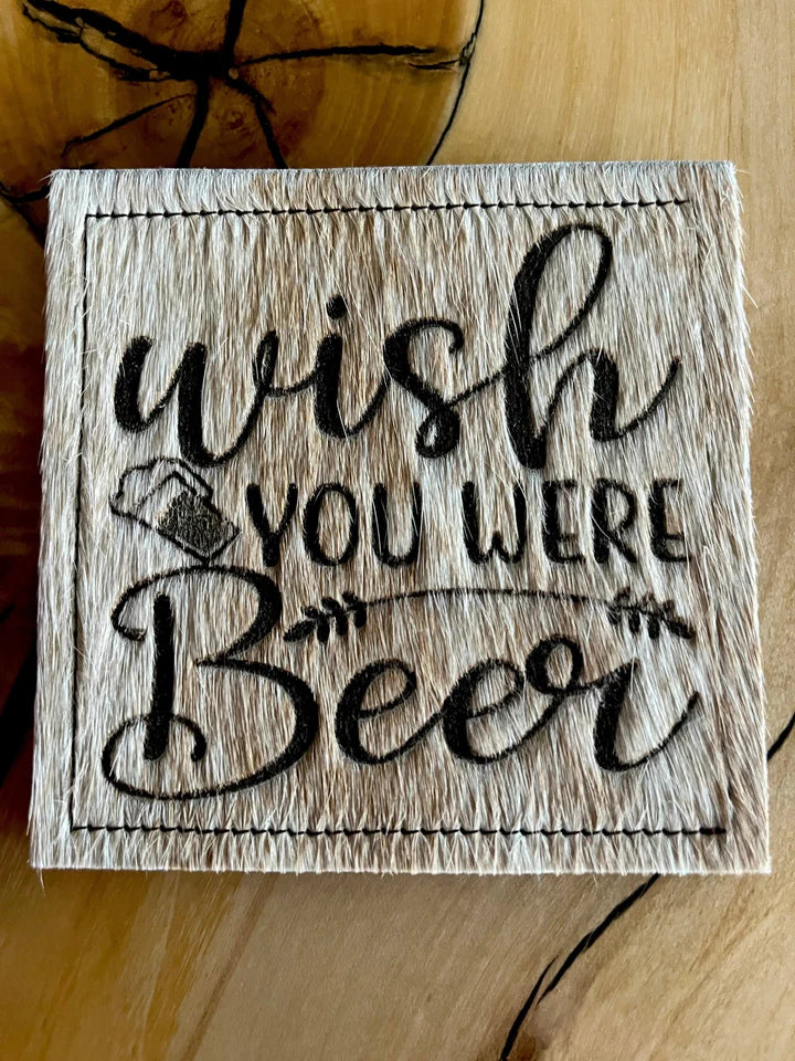 Custom Made Cowhide Coasters - Blue Mountain Brands USA