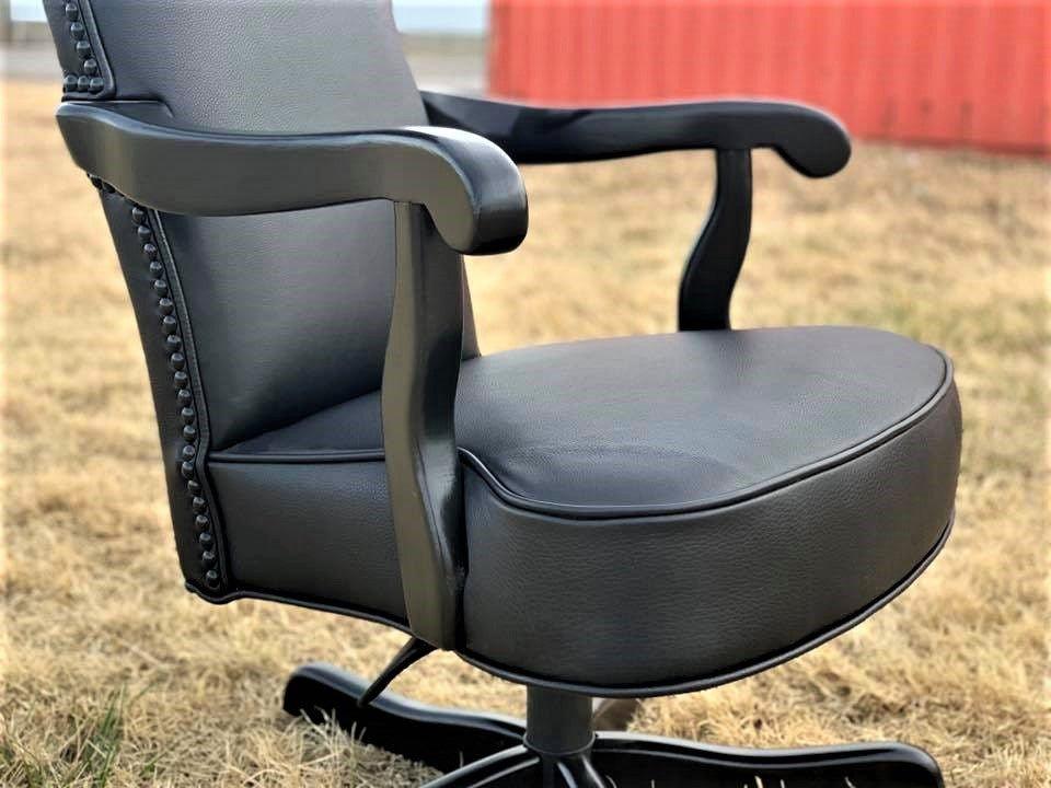 Solid Black Leather Western Office Chair - Blue Mountain Brands USA