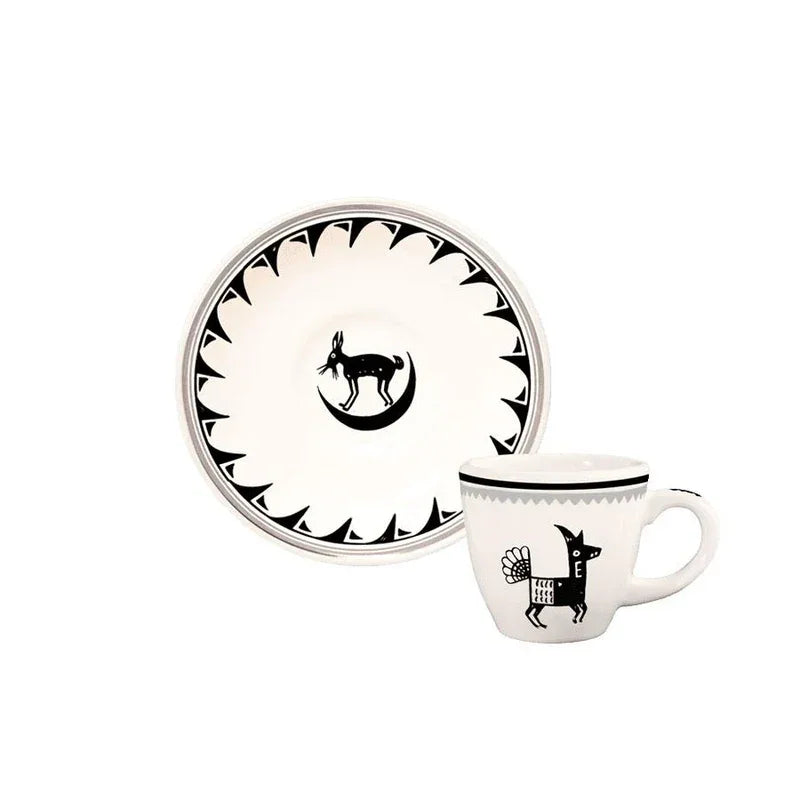 Mimbreno espresso cup and saucer set in black and white - Blue Mountain Brands USA