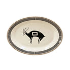 Black and white oval serving platter with Aztec deer design - Blue Mountain Brands USA