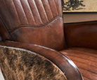 American made Custom Cowhide & Leather Swivel Chair detail - Blue Mountain Brands USA Luxury Home Furnishings