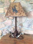 Braided iron spur western table lamp - made to order in the USA