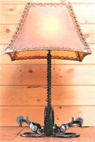 Hand forged braided iron, horseshoes and spurs western lamp - made in the USA 