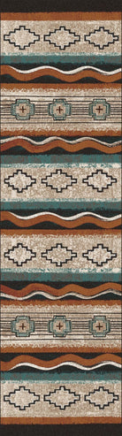 buckskin, turquoise, black, beige southwestern area runner rug