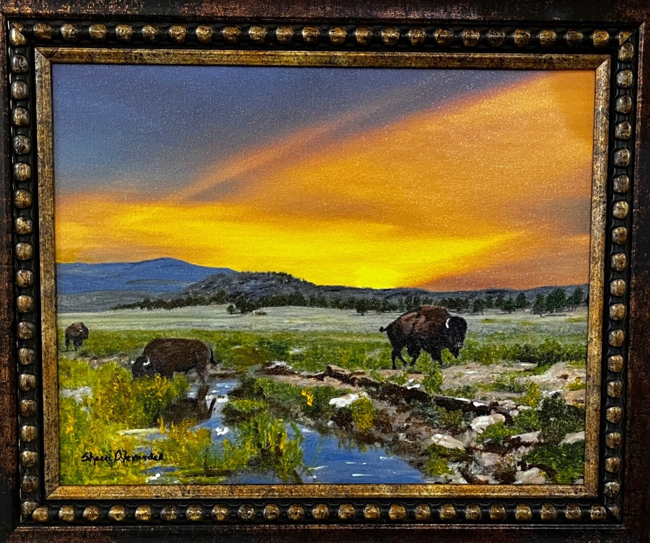 Vivid Buffalo painting reproduction by artist Sherri Alexander for Blue Mountain Brands USA