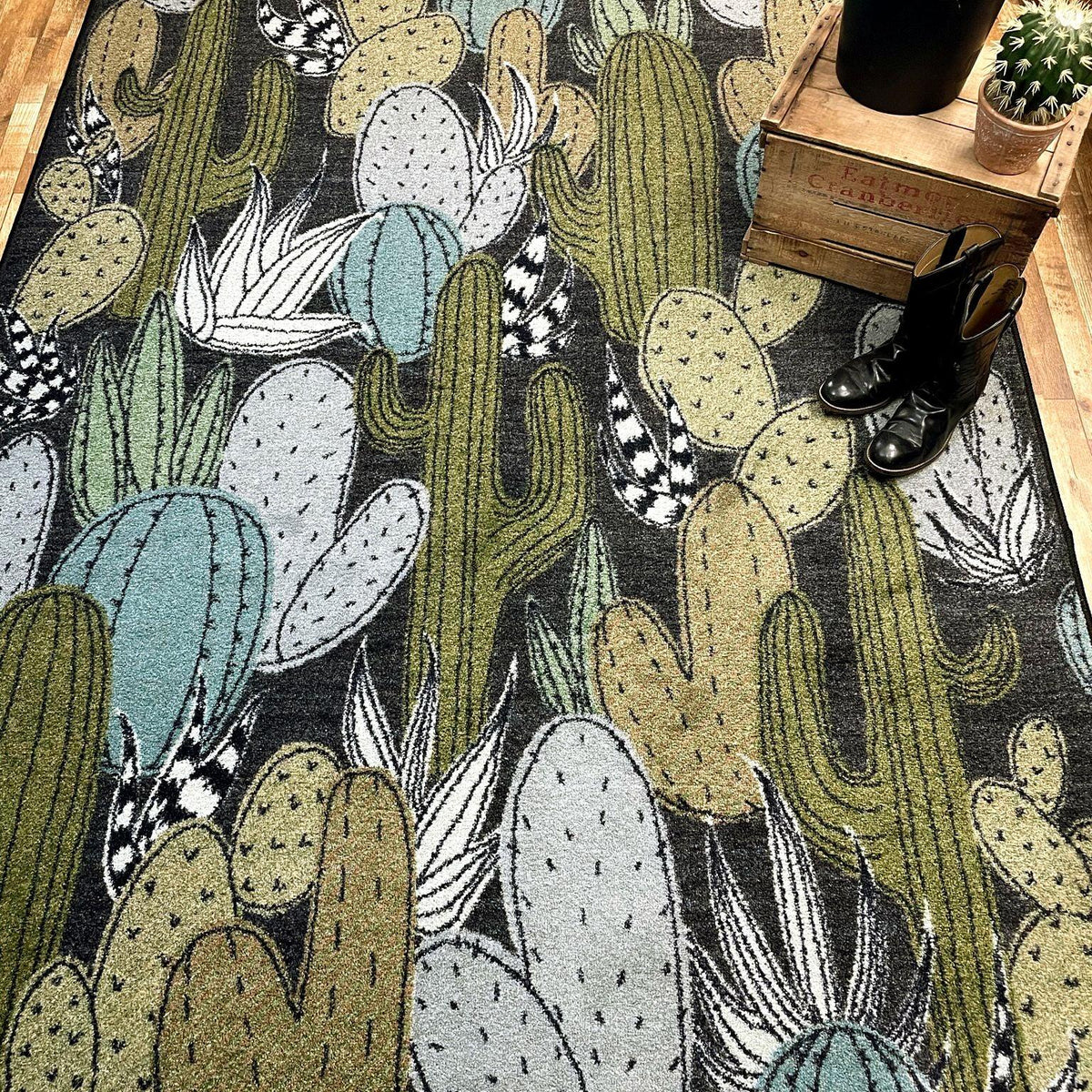 Cacti Cluster Southwest Rugs USA Made | Your Western Decor – Blue ...