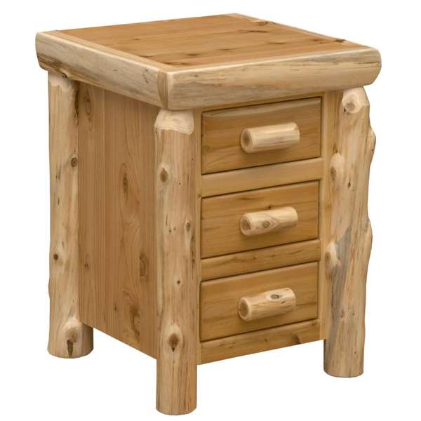 American made Natural Cedar Log 3 Drawer Nightstand - Your Western Decor