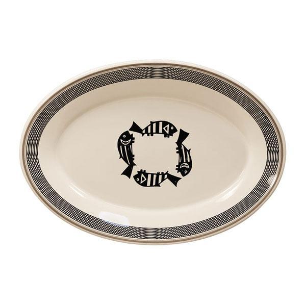 Four Fish Mimbreño Oval Serving Platter in black and white -Blue Mountain Brands USA