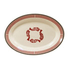 Oval Mimbreno Four Fish serving platter in white and maroon - Blue Mountain Brands USA