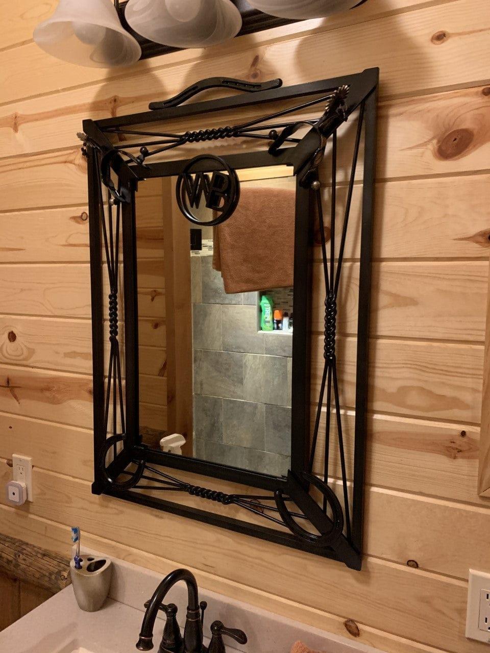 Custom brand, horse shoe iron mirror made in the USA - Your Western Decor