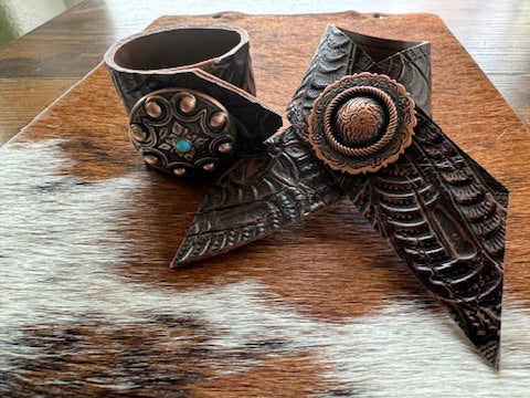 Cowboy Tool Leather Copper Concho Napkin Ring - Handmade in Oregon - Blue Mountain Brands USA