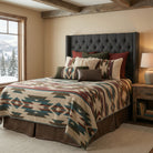 southwestern bedspread western bedding aztec pattern ranch bedroom tufted headboard 