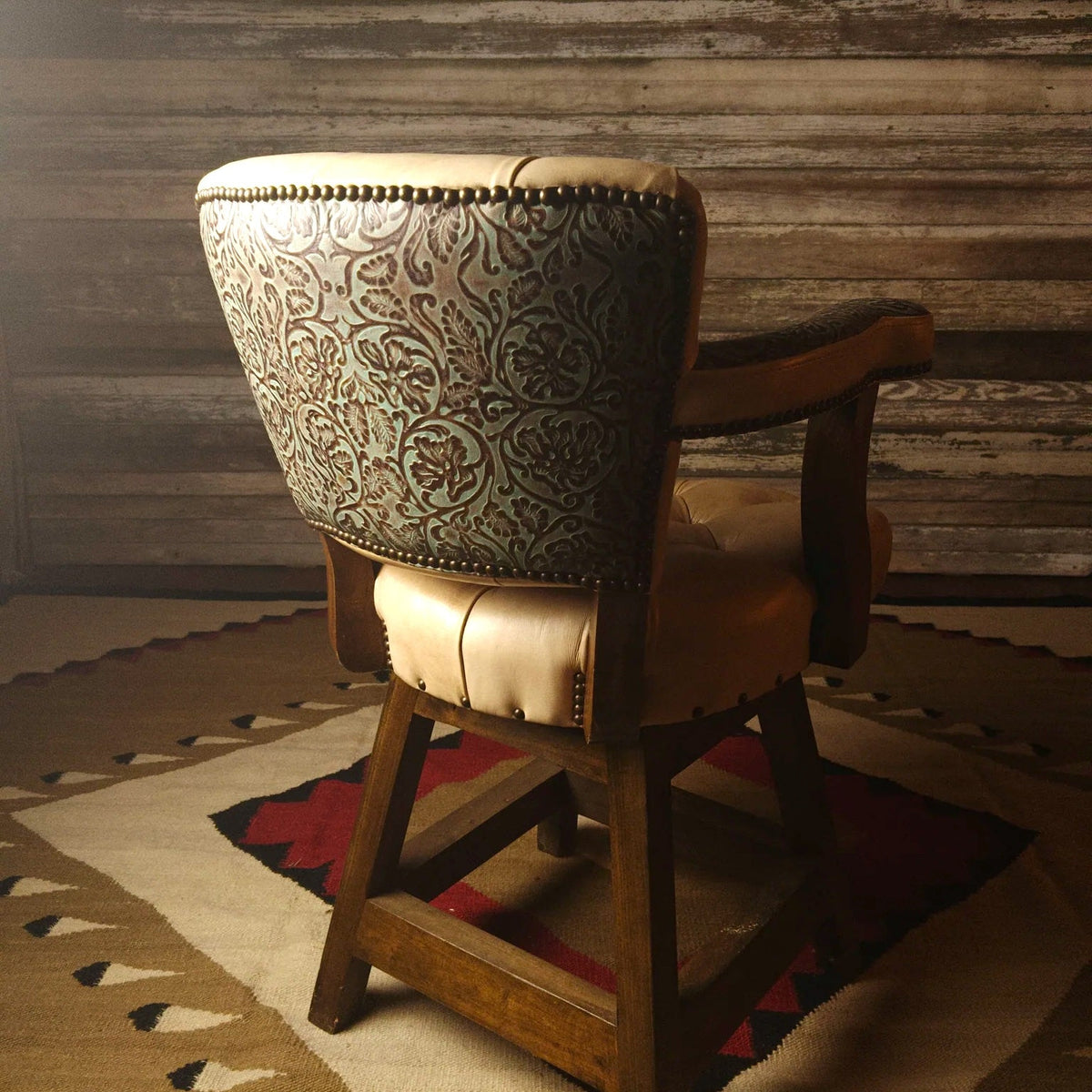 Floral Back Leather Bar & Counter Stools | Blue Mountain Brands – Blue ...