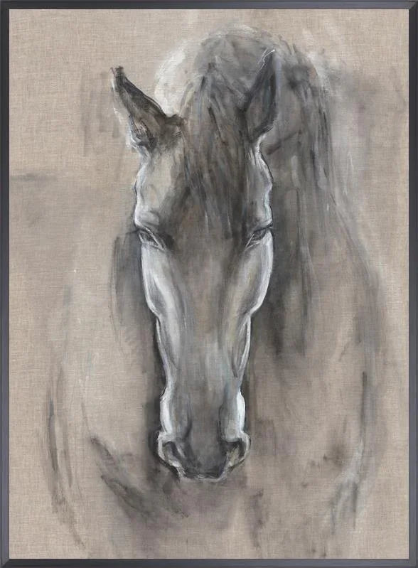 Artistic depiction of a horse's head on a textured beige background made in the USA - Blue Mountain Brands USA