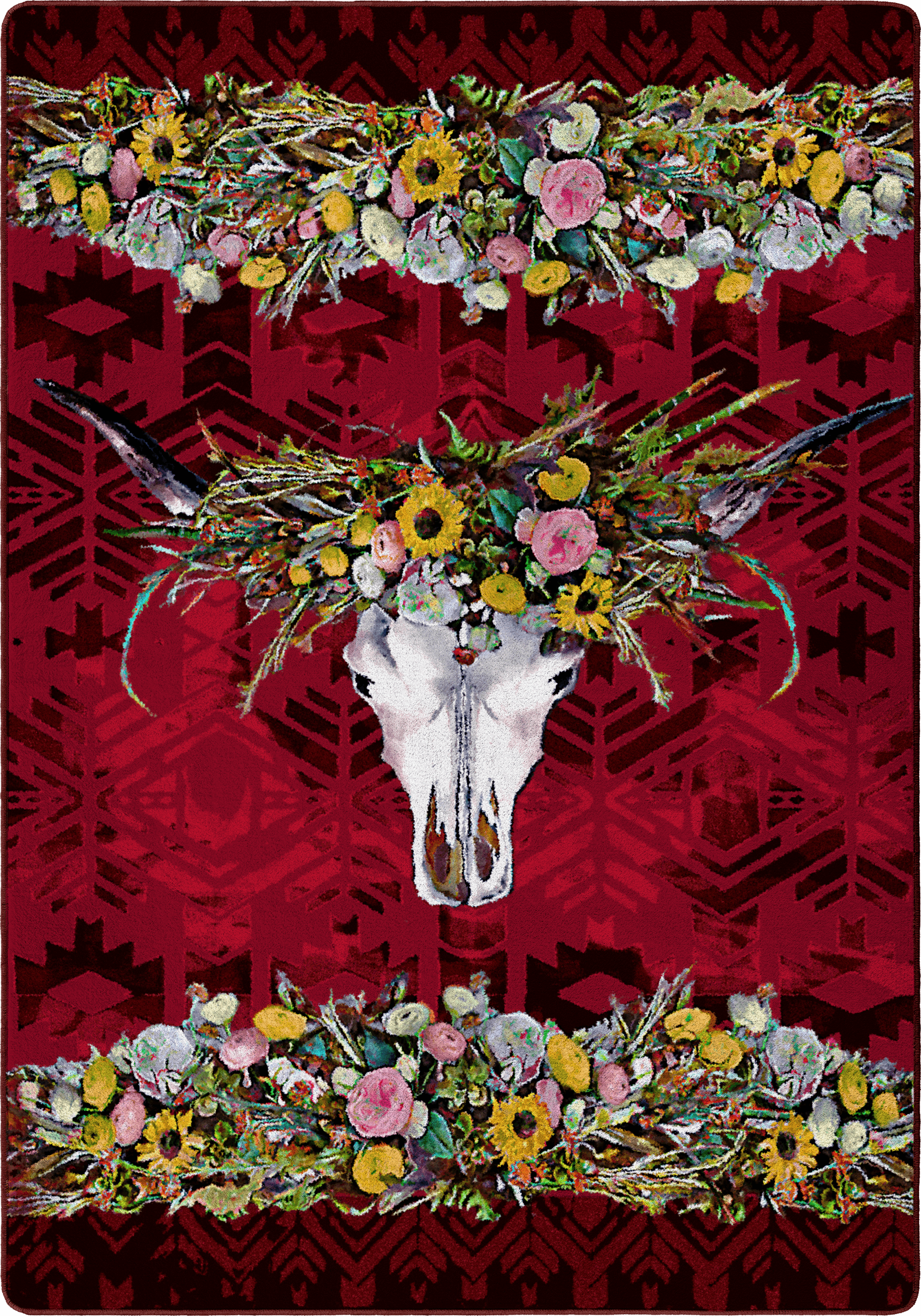 Hailey Floral & Skull Area Rugs made in the USA - Blue Mountain Brands USA Home Decor