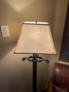 Iron spur floor lamp custom made to order with optional handmade rawhide lamp shade all made in the USA 