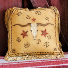 Suede Deer Hide Ottoman w/ Longhorn Art - Your Western Decor