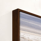 Close up of wood floater frame on canvas art - Blue Mountain Brands USA