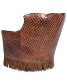 Iron Spur swivel chair with diamond quilted embossed leather outback and sides 