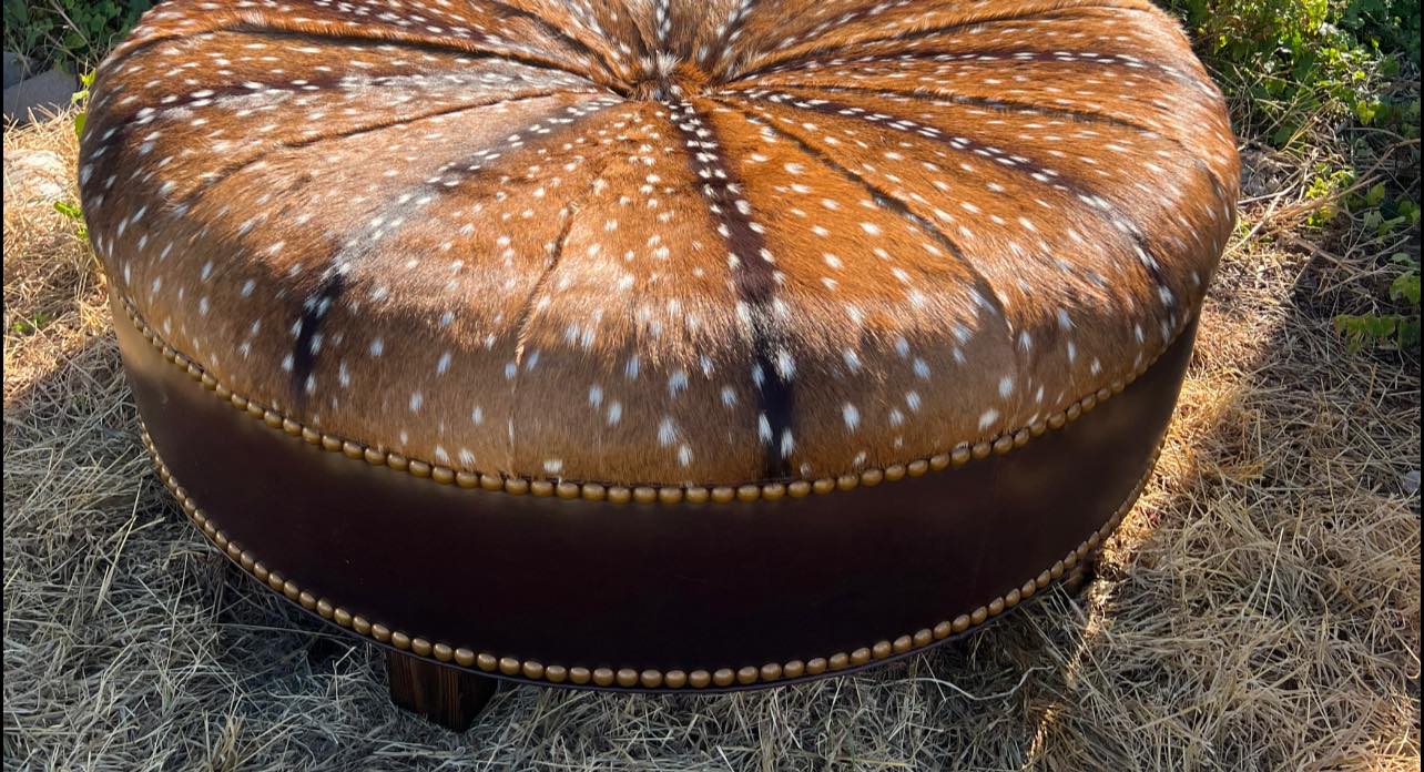 Leather & Axis Ottoman | American Made Western Furniture – Blue